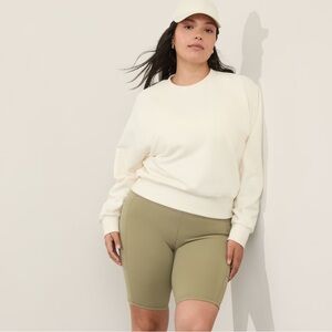 NWT Athleta Easy Fleece Classic Cream Crewneck Pullover Sweatshirt Sz Small